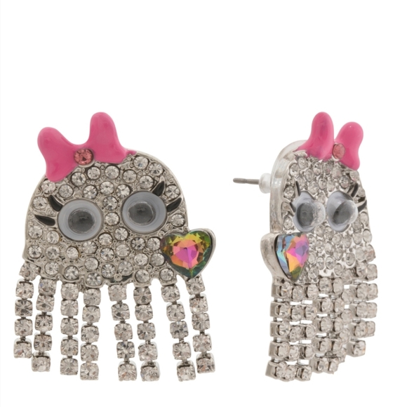 Betsey Johnson Ghost Fringe drop earrings! NWT! - Picture 2 of 9